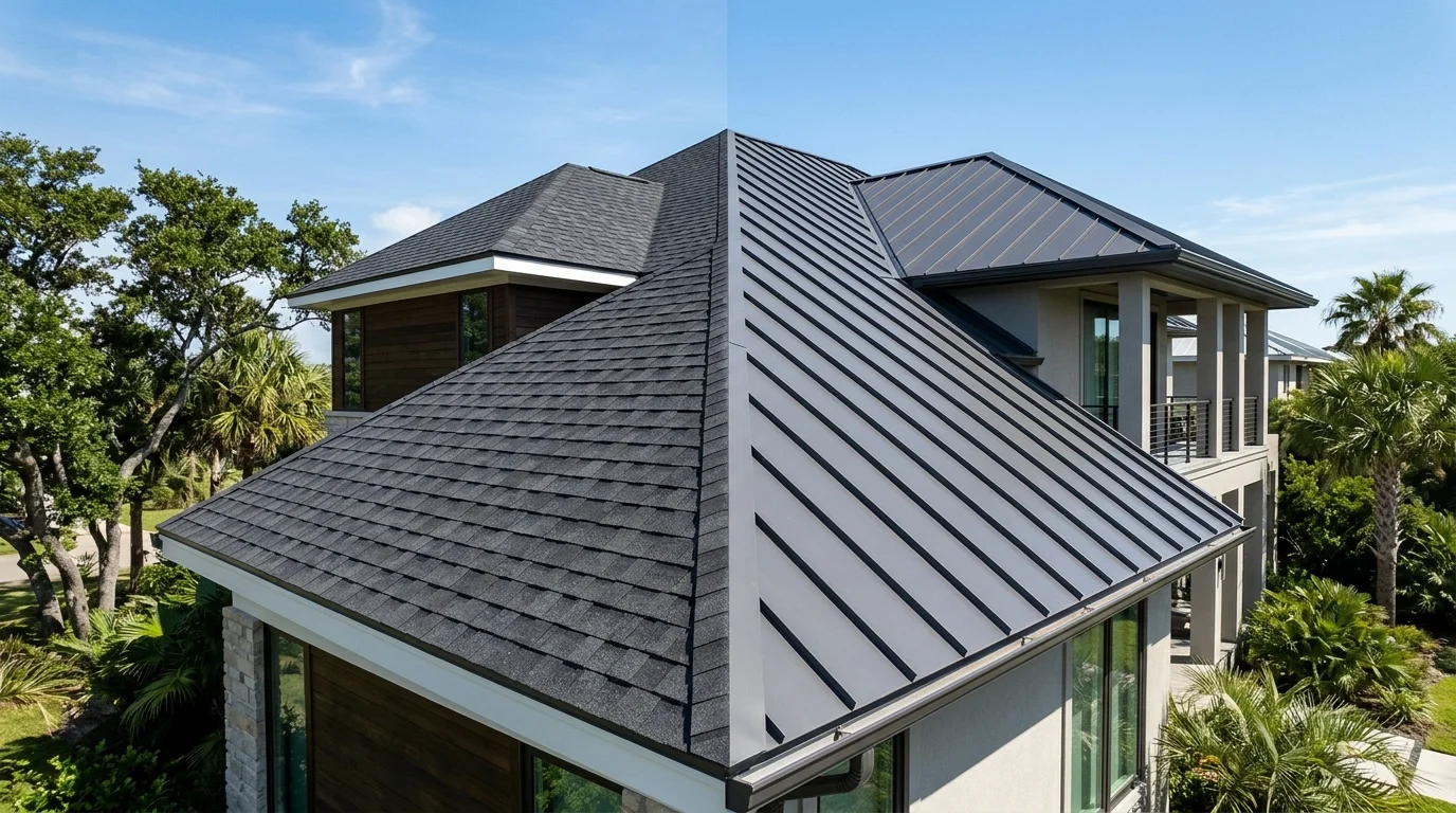 Architectural shingles vs standing seam metal roof comparison
